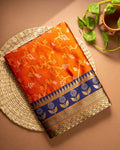 Pure Kanjivaram Silk Saree in Arakku Maroon with Mustard Border
